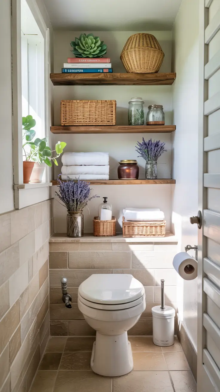 Bathroom organizer ideas 2026 Above The Toilet Shelves For Extra Vertical Storage And Decor