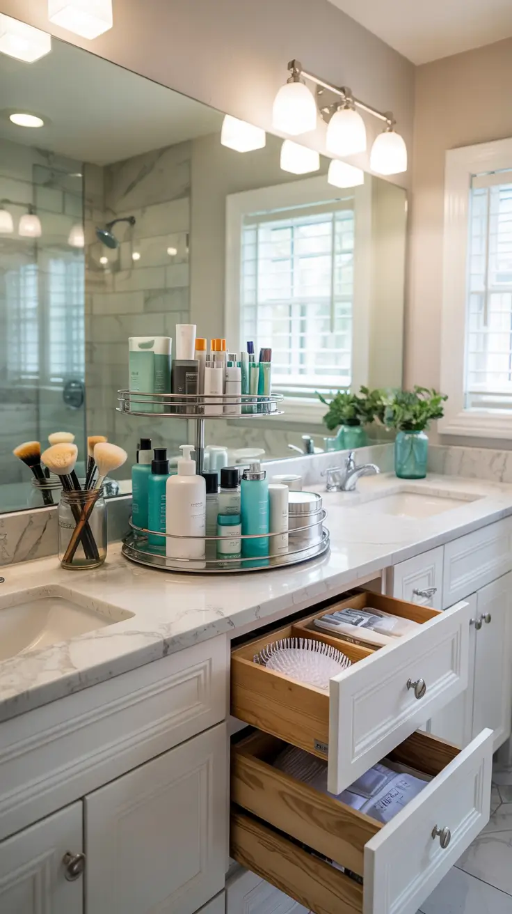 Bathroom organizer ideas 2026 Rotating Organizers And Lazy Susan Stands For Easy Bathroom Access