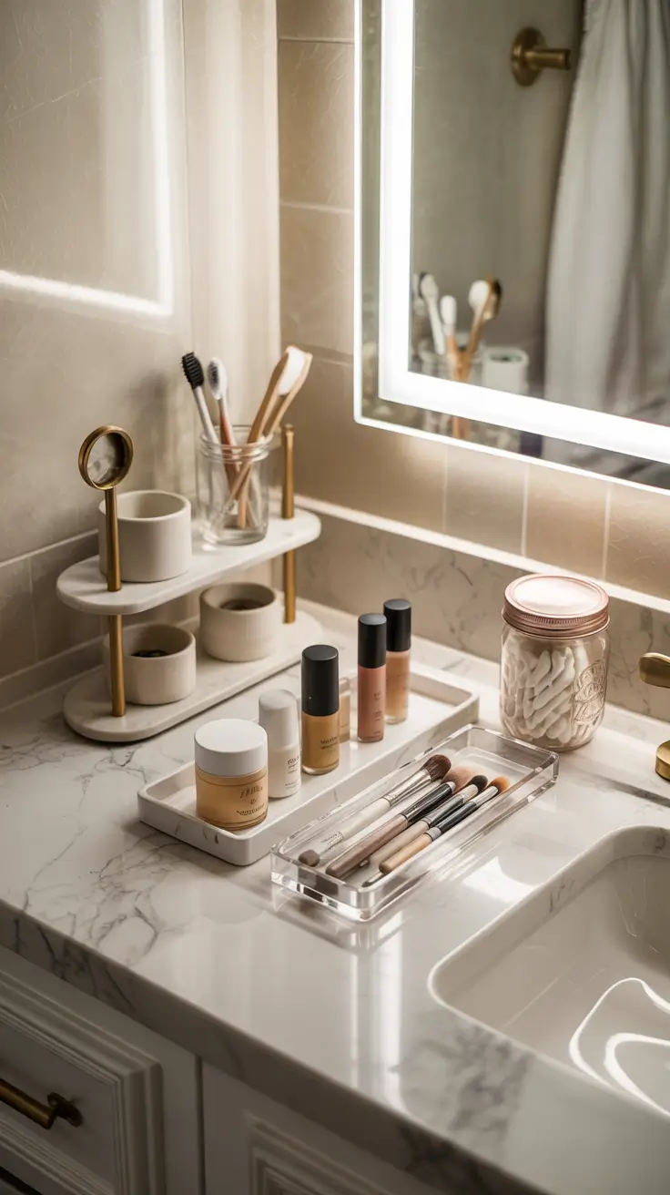 Bathroom organizer ideas 2026 Chic Countertop Bathroom Organizers For Everyday Essentials