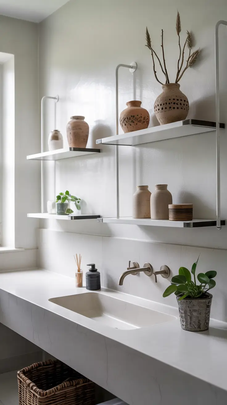 Bathroom organizer ideas Wall shelves and floating racks for vertical bathroom storage