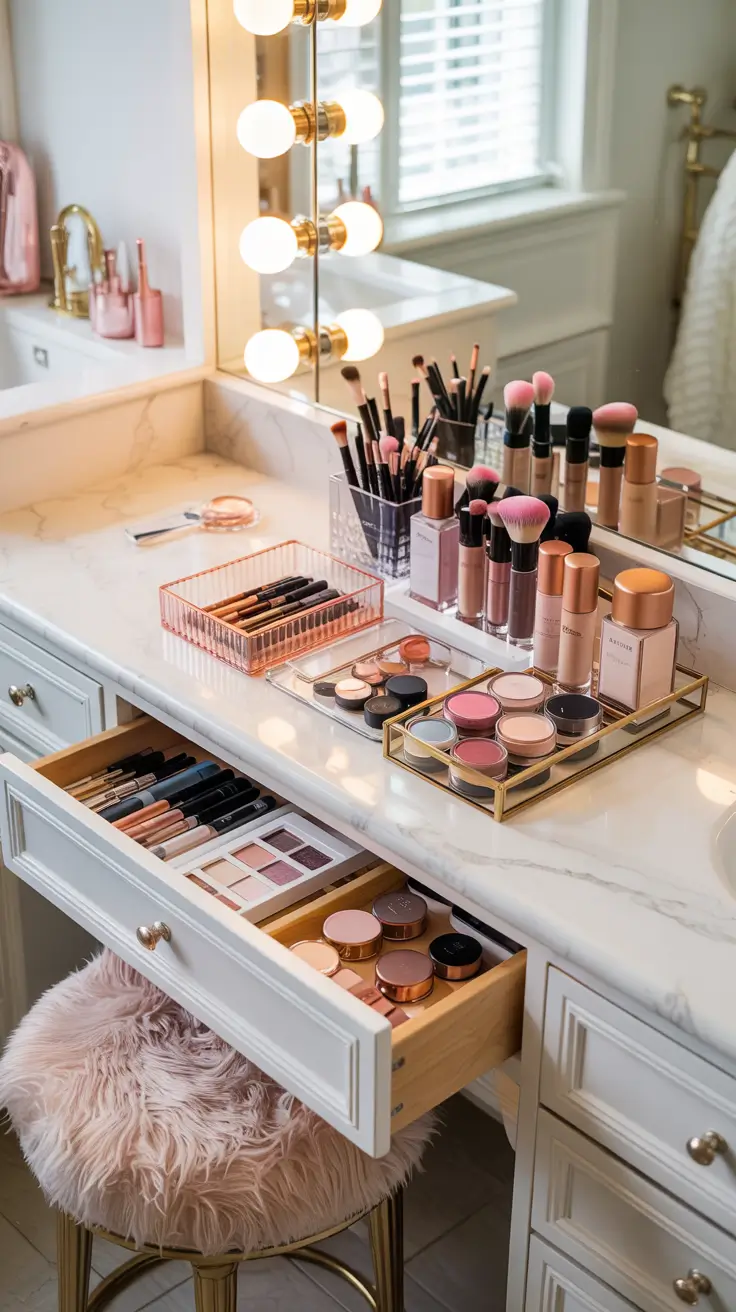 Bathroom organizer ideas Makeup organizer ideas for countertops drawers and small vanities