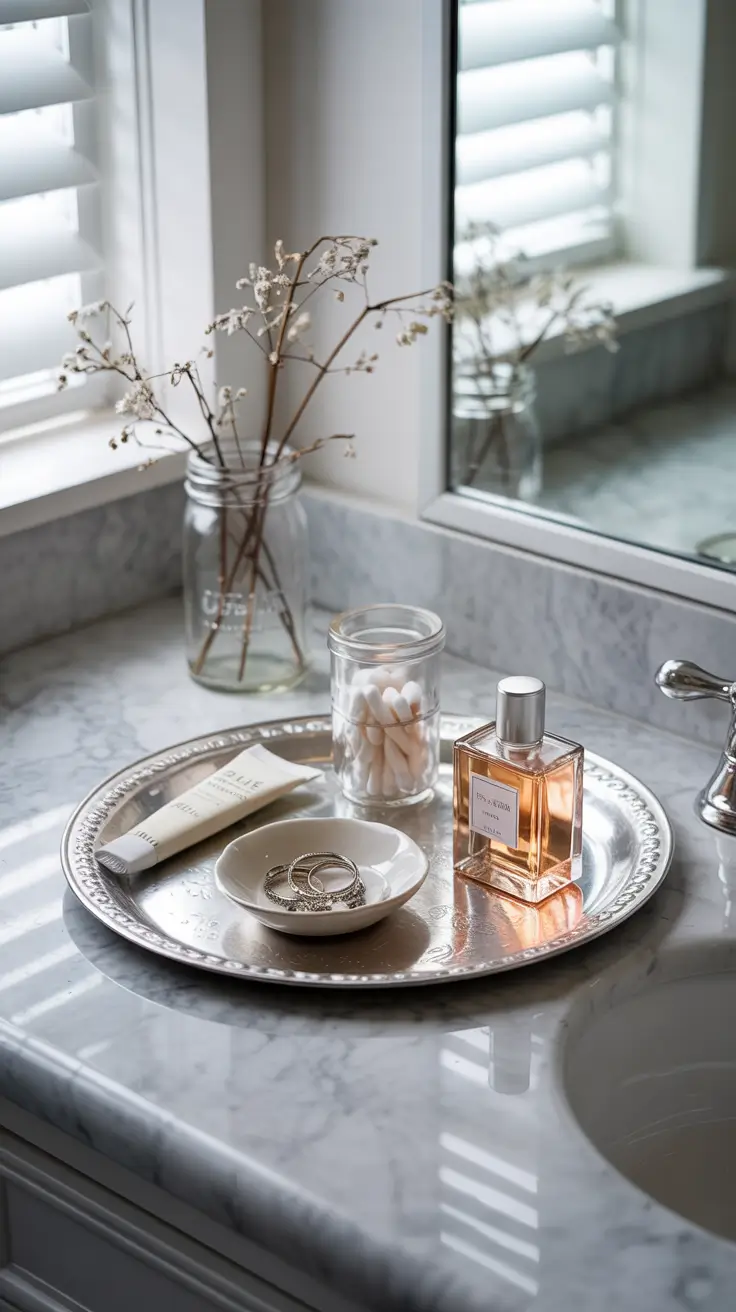 Bathroom organizer ideas Countertop trays and catchall stands to curate daily essentials