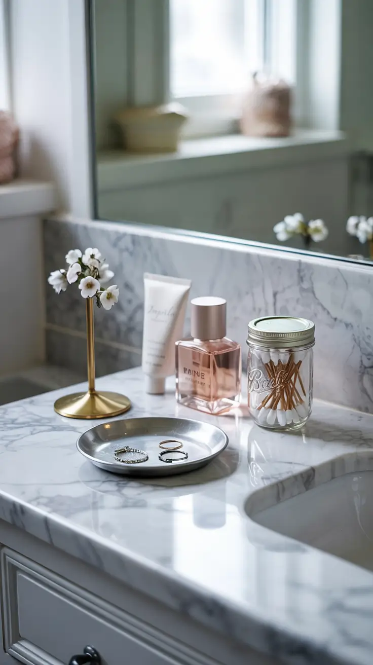 Bathroom organizer ideas Countertop trays and catchall stands to curate daily essentials