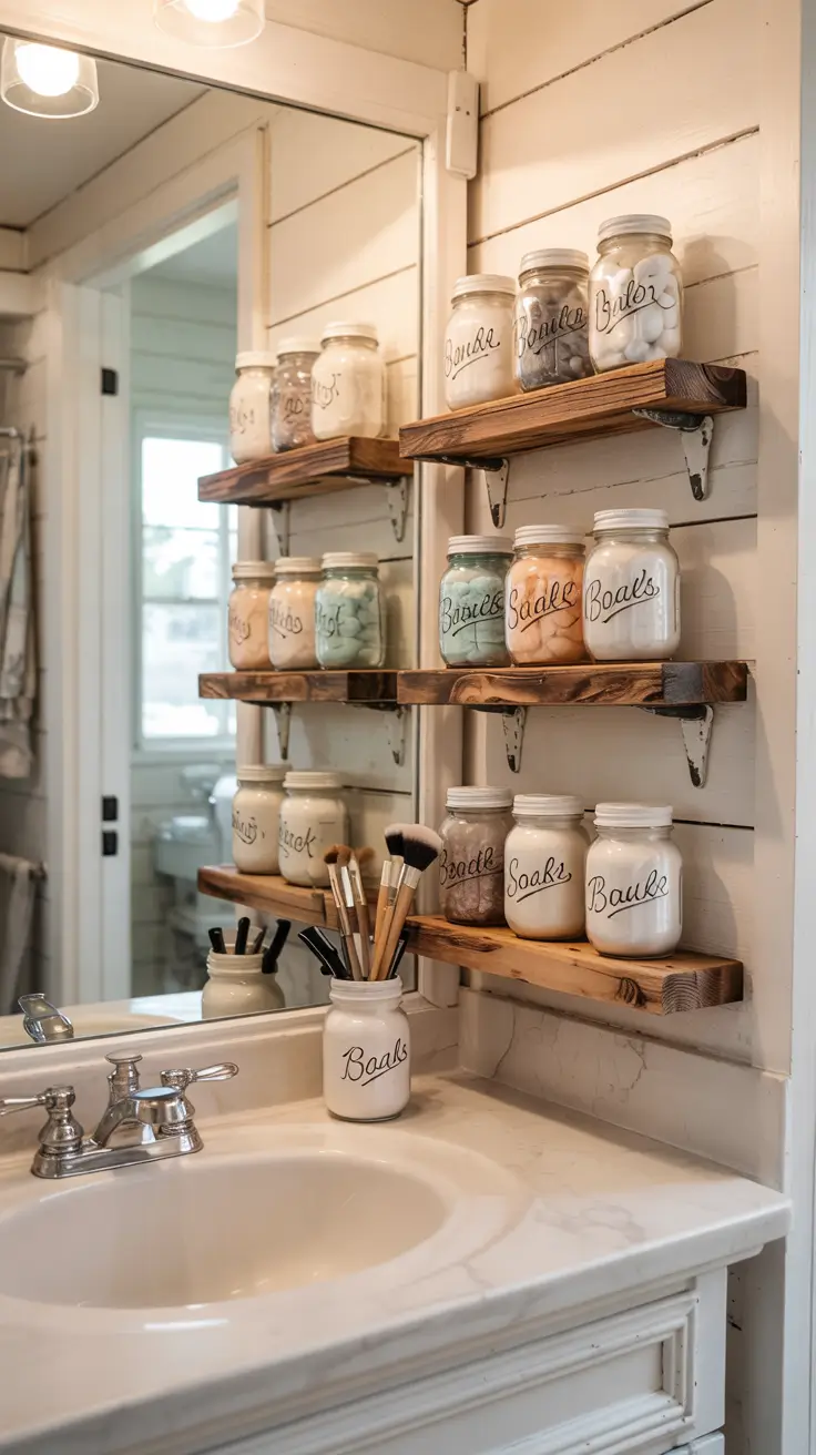 Bathroom organizer ideas 2026 Mason Jar Bathroom Organizer Ideas For Rustic And Modern Spaces