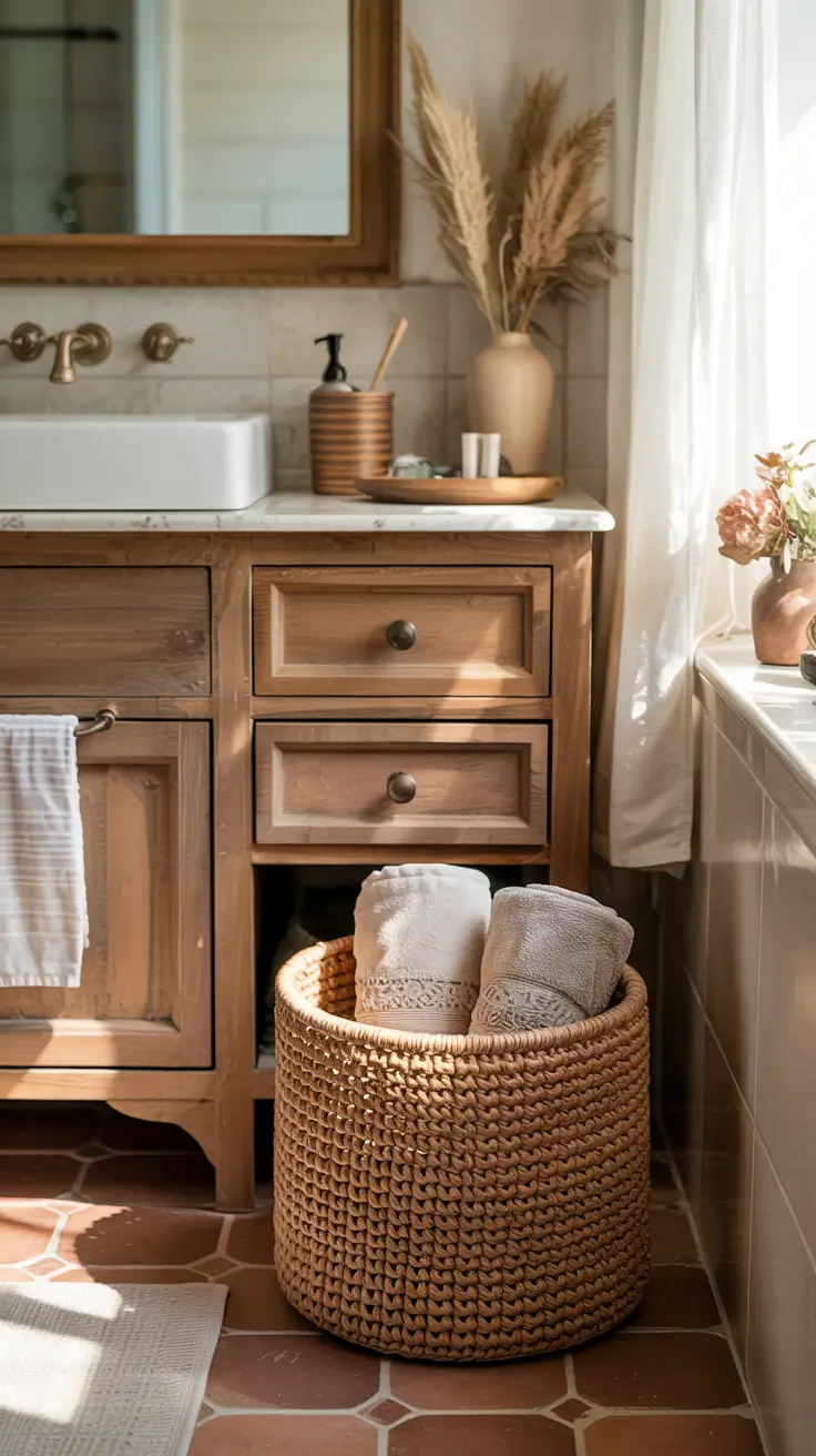 Bathroom organizer ideas 2026 Wooden And Wood Accent Organizers For Warm Natural Bathrooms