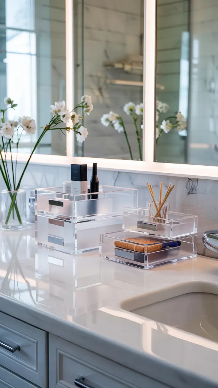 Bathroom organizer ideas 2026 Acrylic And Plastic Organizers For Sleek Minimalist Storage