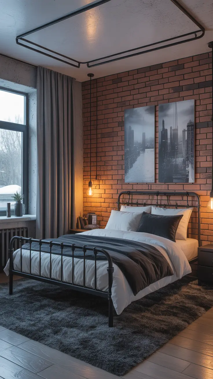 Boys bedroom ideas 2026 Industrial style teen boys bedroom design