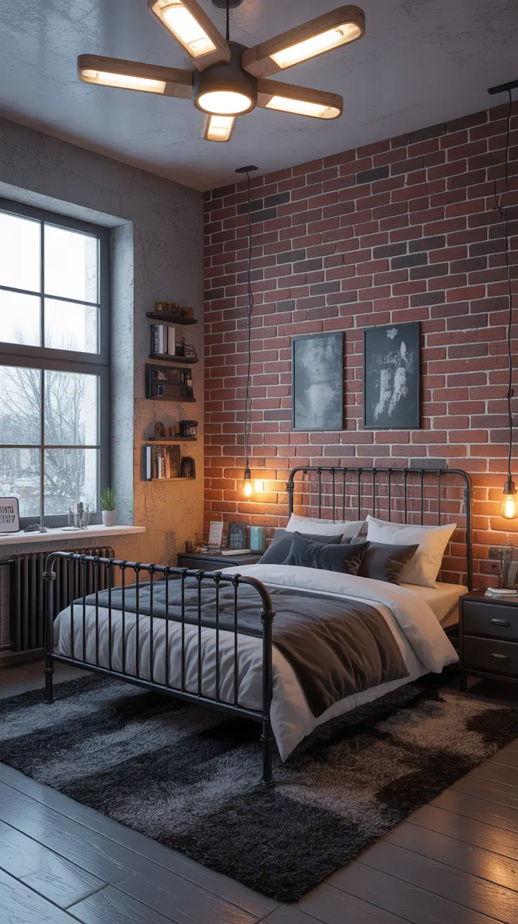 Boys bedroom ideas 2026 Industrial style teen boys bedroom design