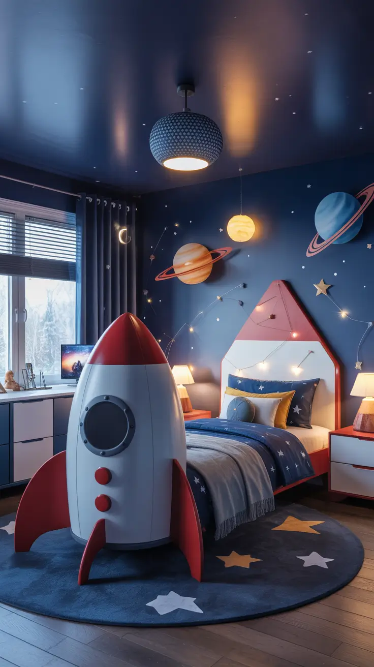 Boys bedroom ideas 2026 Outer space-themed toddler boys bedroom