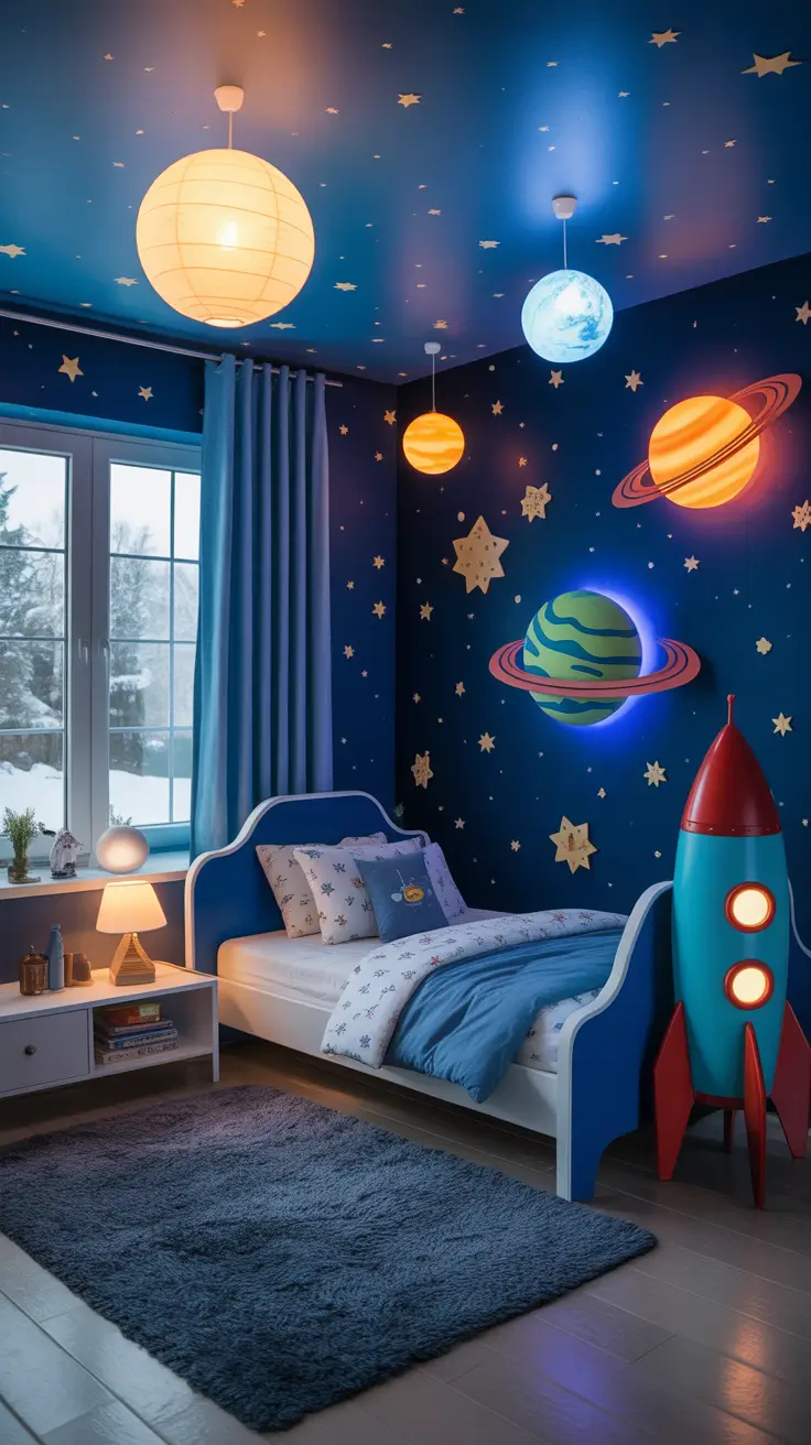 Boys bedroom ideas 2026 Outer space-themed toddler boys bedroom