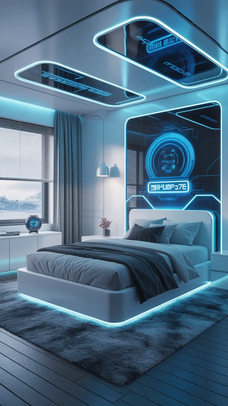 Boys bedroom ideas 2026 Futuristic tech-inspired boys bedroom 2026