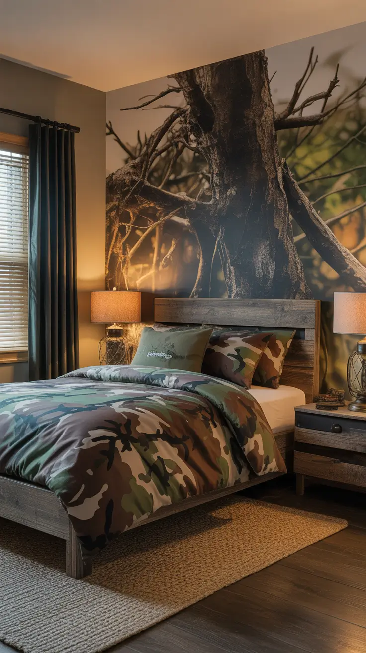 Boys bedroom ideas 2026 Camo style boys bedroom for trendy kids