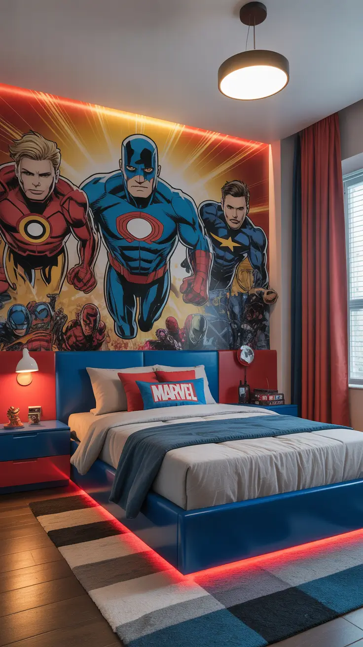 Boys bedroom ideas 2026 Marvel superhero boys bedroom design