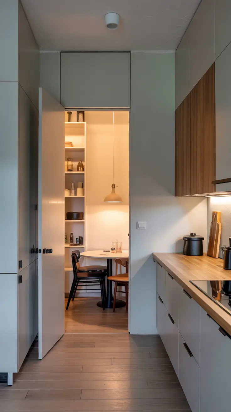 Hidden pantry ideas 2026 L Shaped Kitchen Layout With A Corner Hidden Pantry