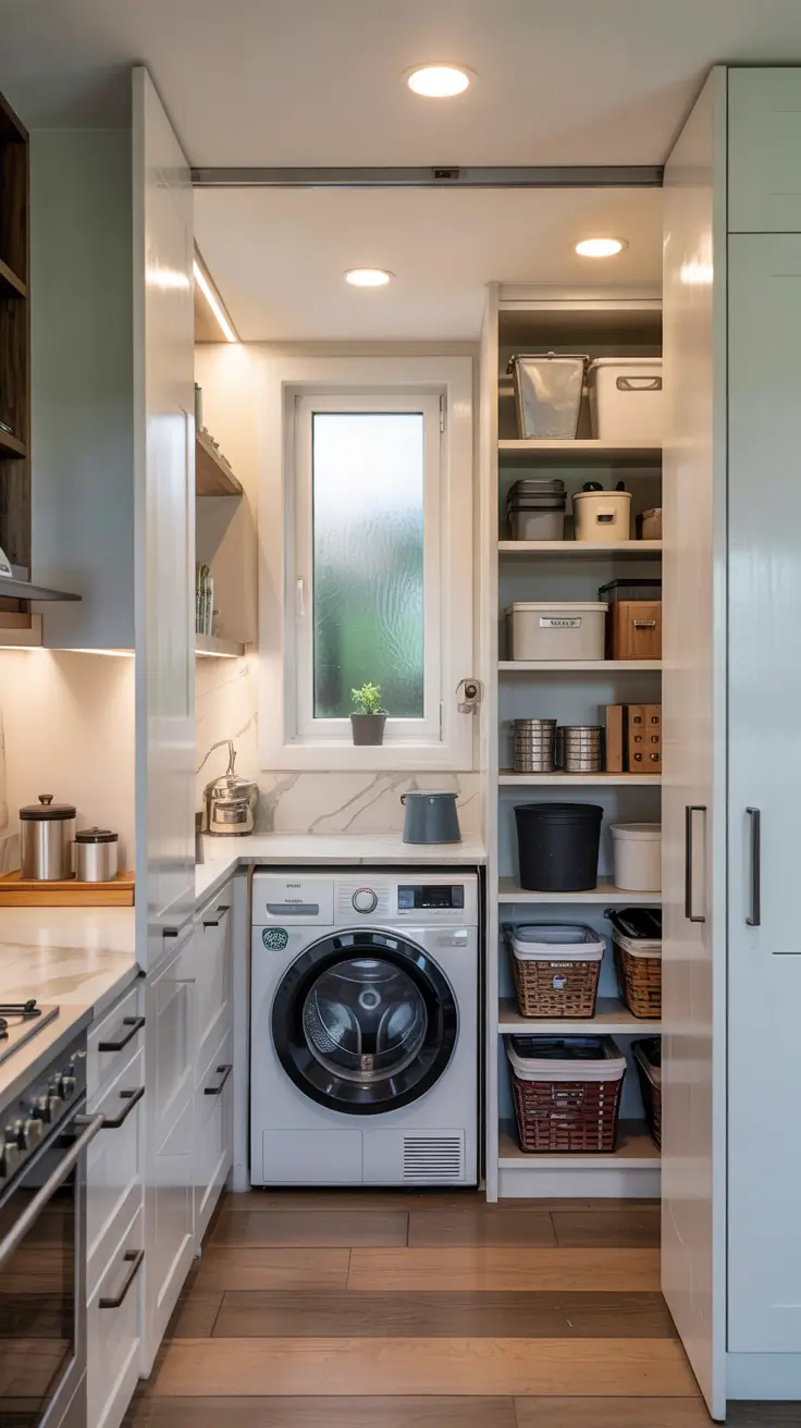 Hidden pantry ideas 2026 Combining Laundry Room And Hidden Pantry In One Smart Zone