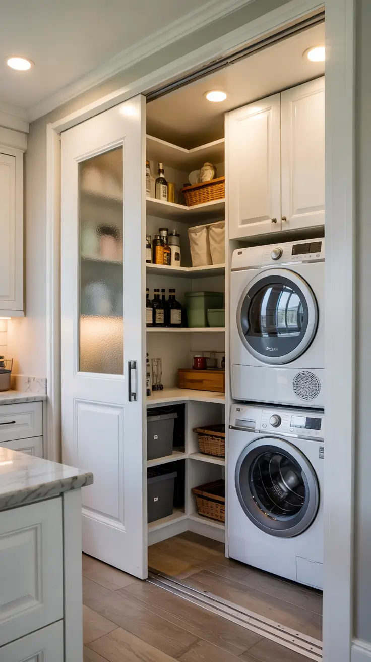 Hidden pantry ideas 2026 Combining Laundry Room And Hidden Pantry In One Smart Zone