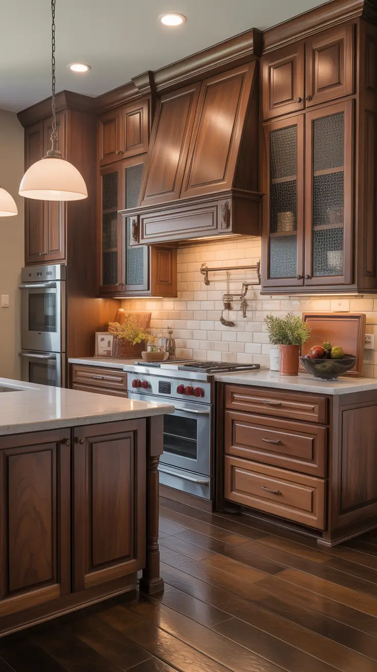 Kitchen colors ideas 2026 – Stained Cabinets Highlighting Natural Wood Beauty