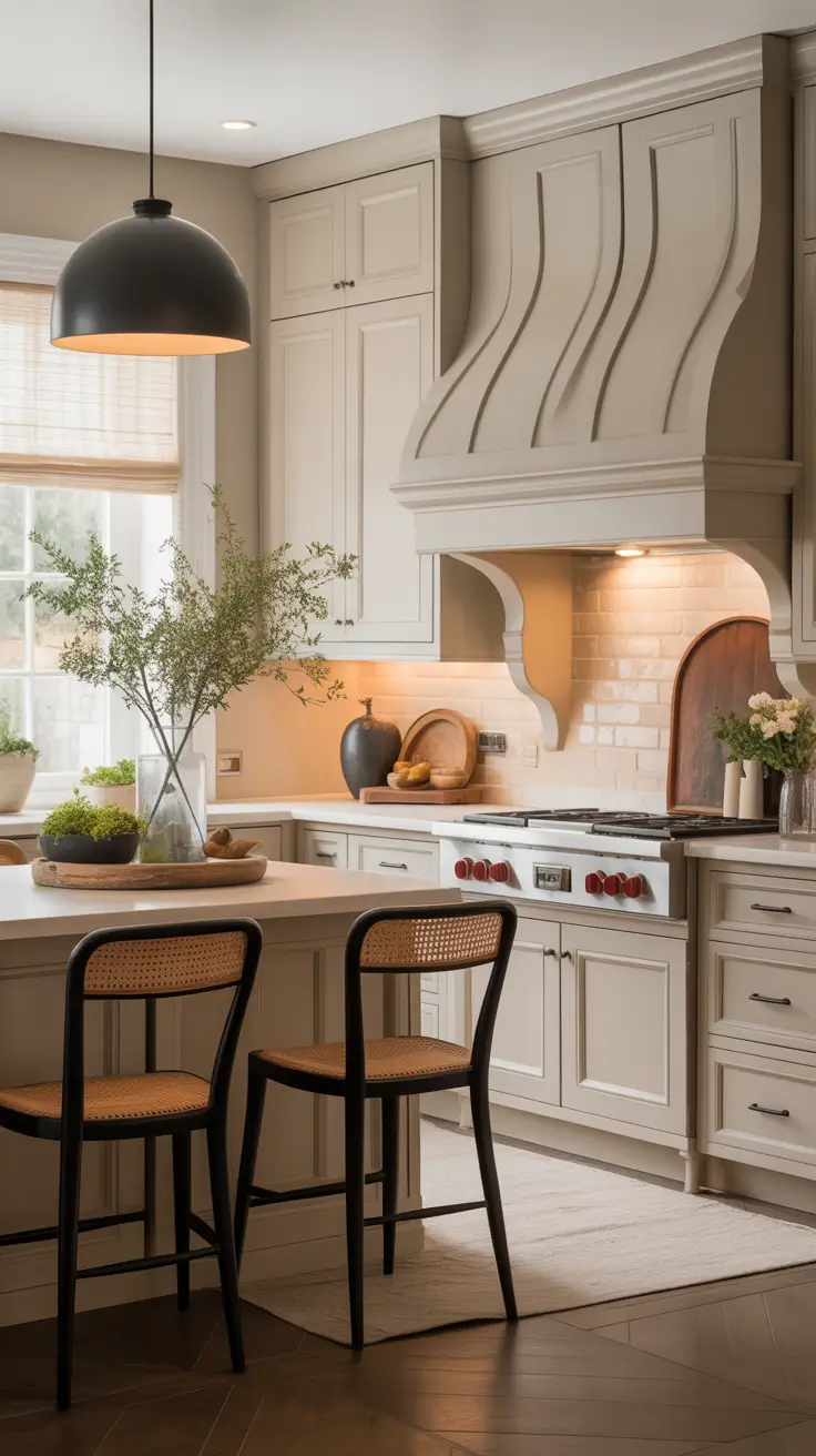 Kitchen colors ideas 2026 – Soft Neutrals Blended With High-Contrast Accents
