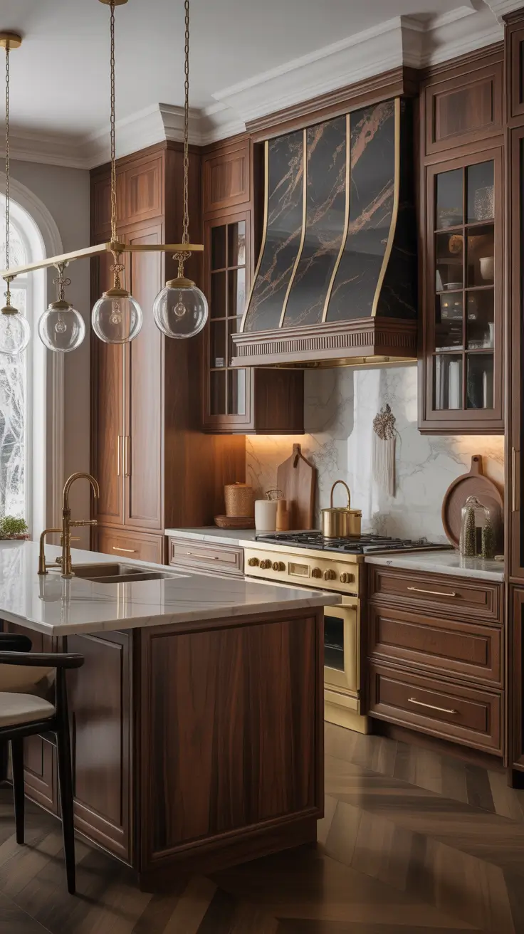 Kitchen colors ideas 2026 – Walnut Brown Cabinets Elevating Classic Luxury