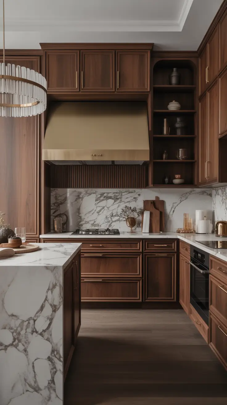 Kitchen colors ideas 2026 – Walnut Brown Cabinets Elevating Classic Luxury