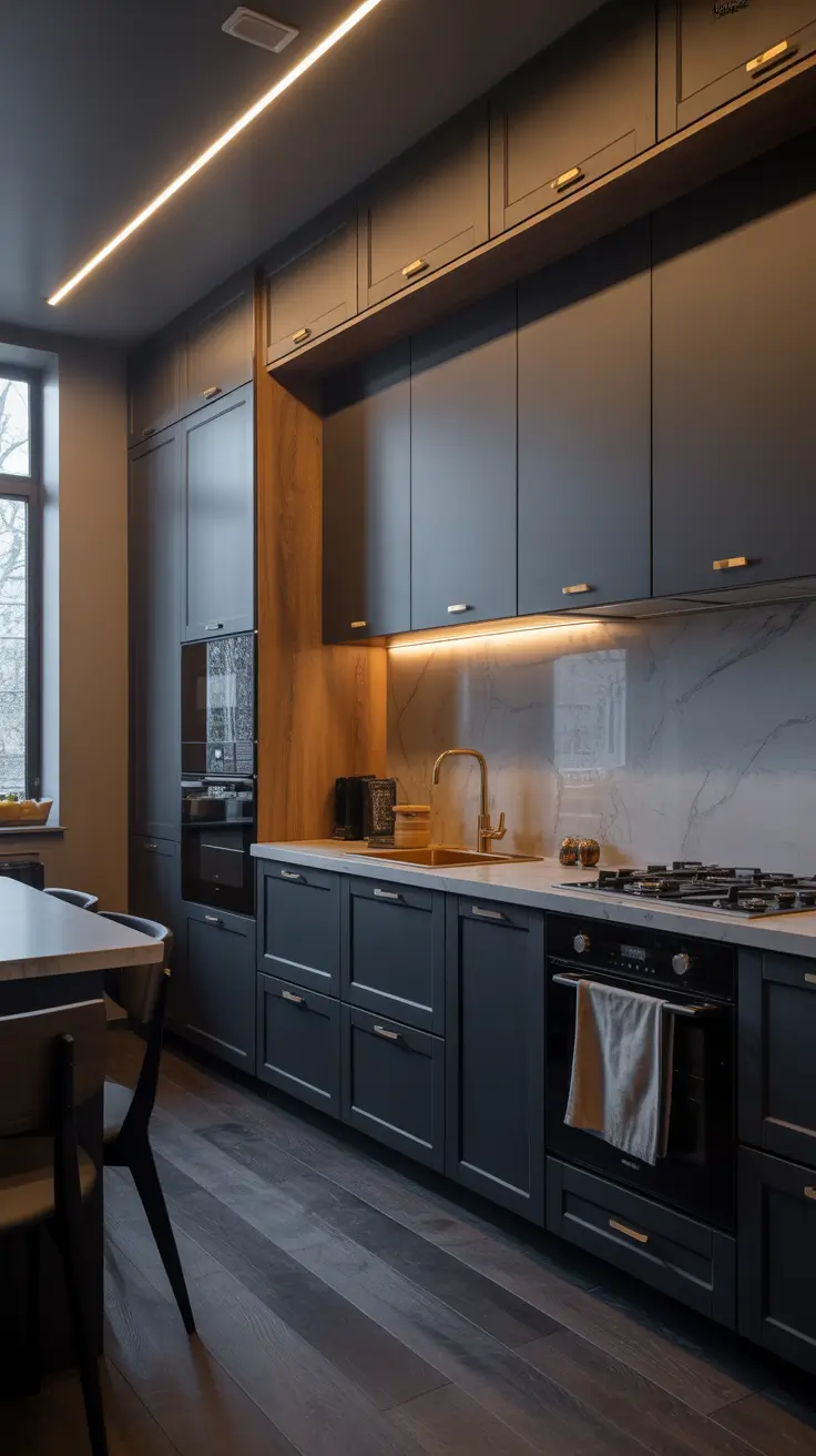 Oak kitchen ideas 2026 Navy And Oak Pairings For Deep, Modern Drama