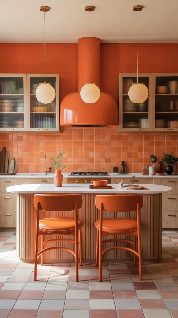 Oak kitchen ideas 2026 Orange And Oak Kitchens With Bold Creative Flair