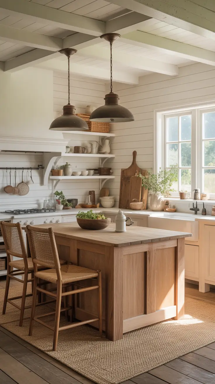 Oak kitchen ideas 2026 Farmhouse White And Oak For Light Rustic Charm