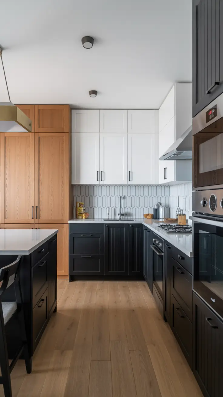 Oak kitchen ideas 2026 Black And White Oak Kitchens With Graphic Impact