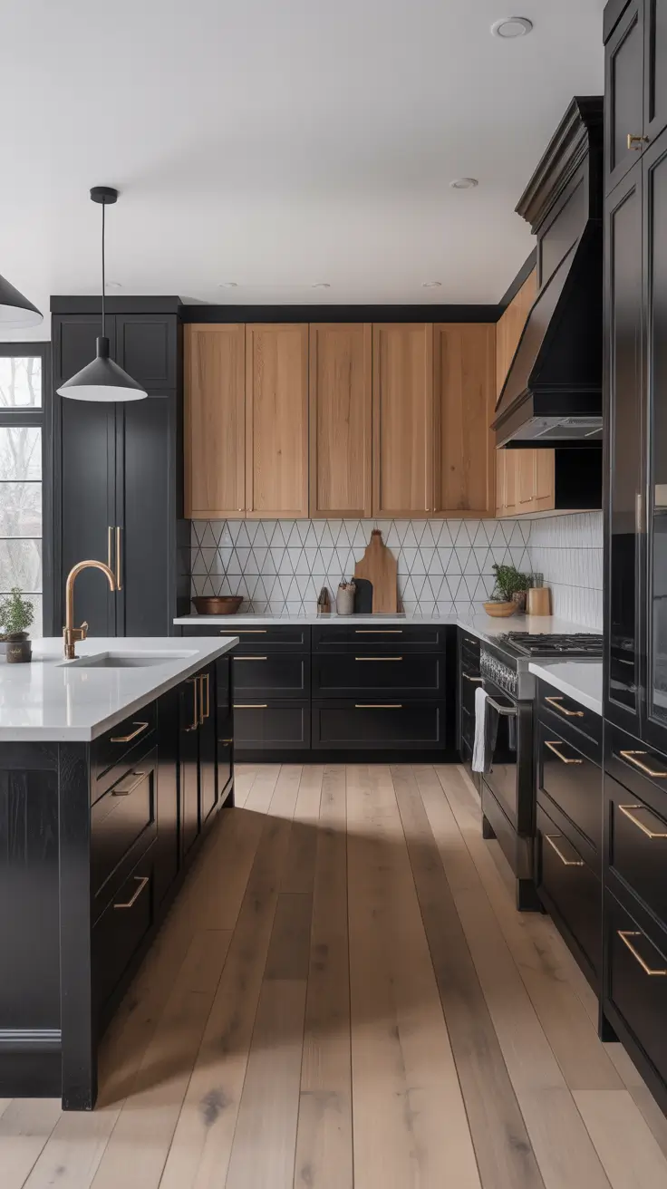 Oak kitchen ideas 2026 Black And White Oak Kitchens With Graphic Impact