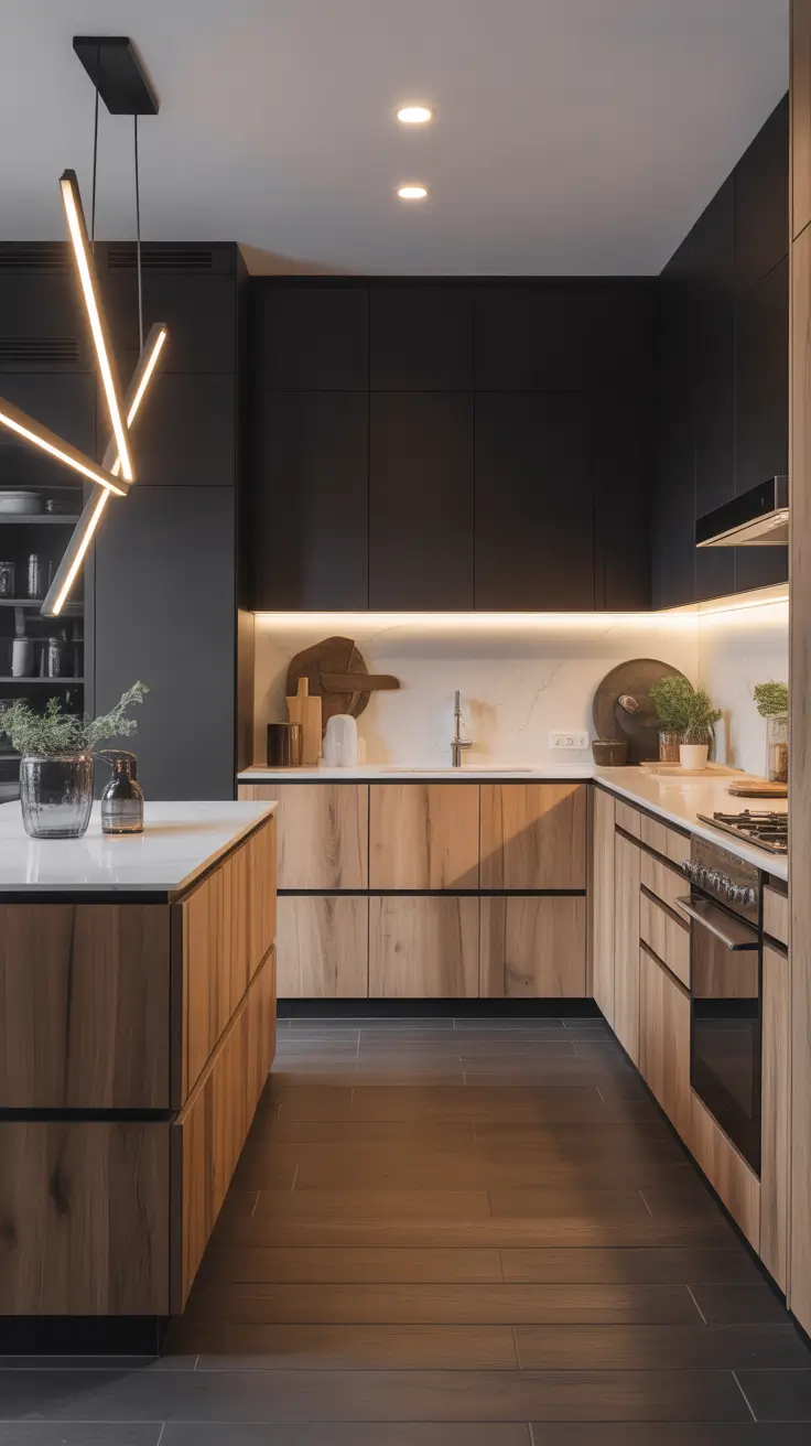 Oak kitchen ideas 2026 High-Contrast Oak Kitchens For Dynamic Style