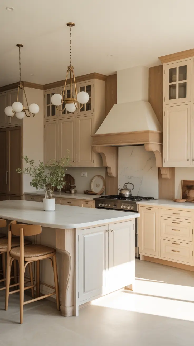Oak kitchen ideas 2026 Cream And Oak Pairings For Soft Elegant Spaces