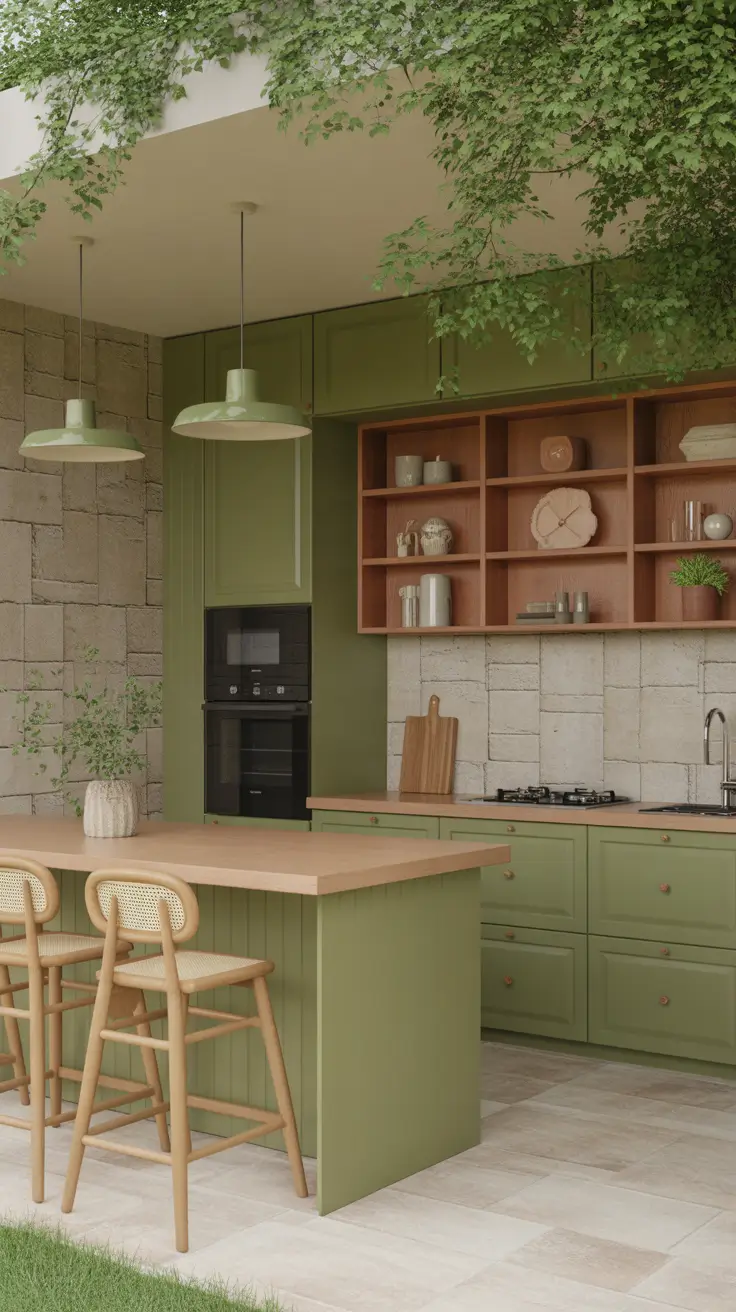 Oak kitchen ideas 2026 Green And Oak Kitchens Inspired By Natures Calm