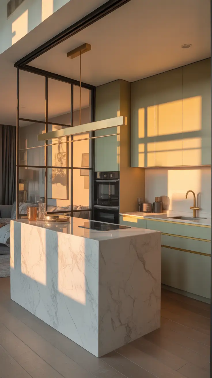 Tiny Kitchen Ideas 2026 Elegant Divide The Kitchen With a Glass Partition