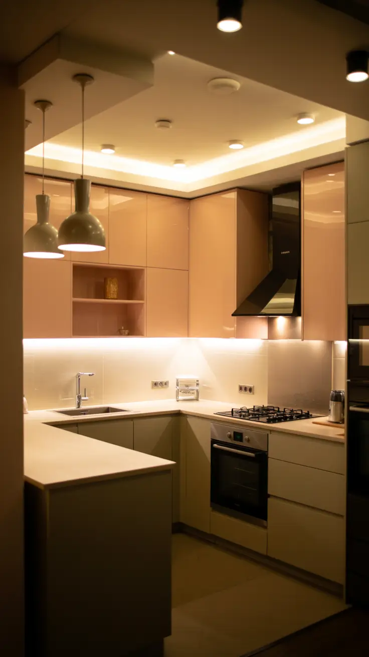 Tiny Kitchen Ideas 2026 Cozy Night-Lit Kitchens For Warm Evenings