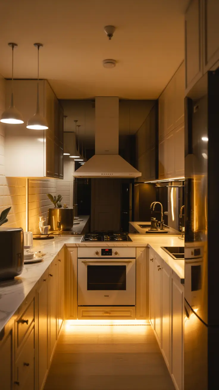 Tiny Kitchen Ideas 2026 Cozy Night-Lit Kitchens For Warm Evenings