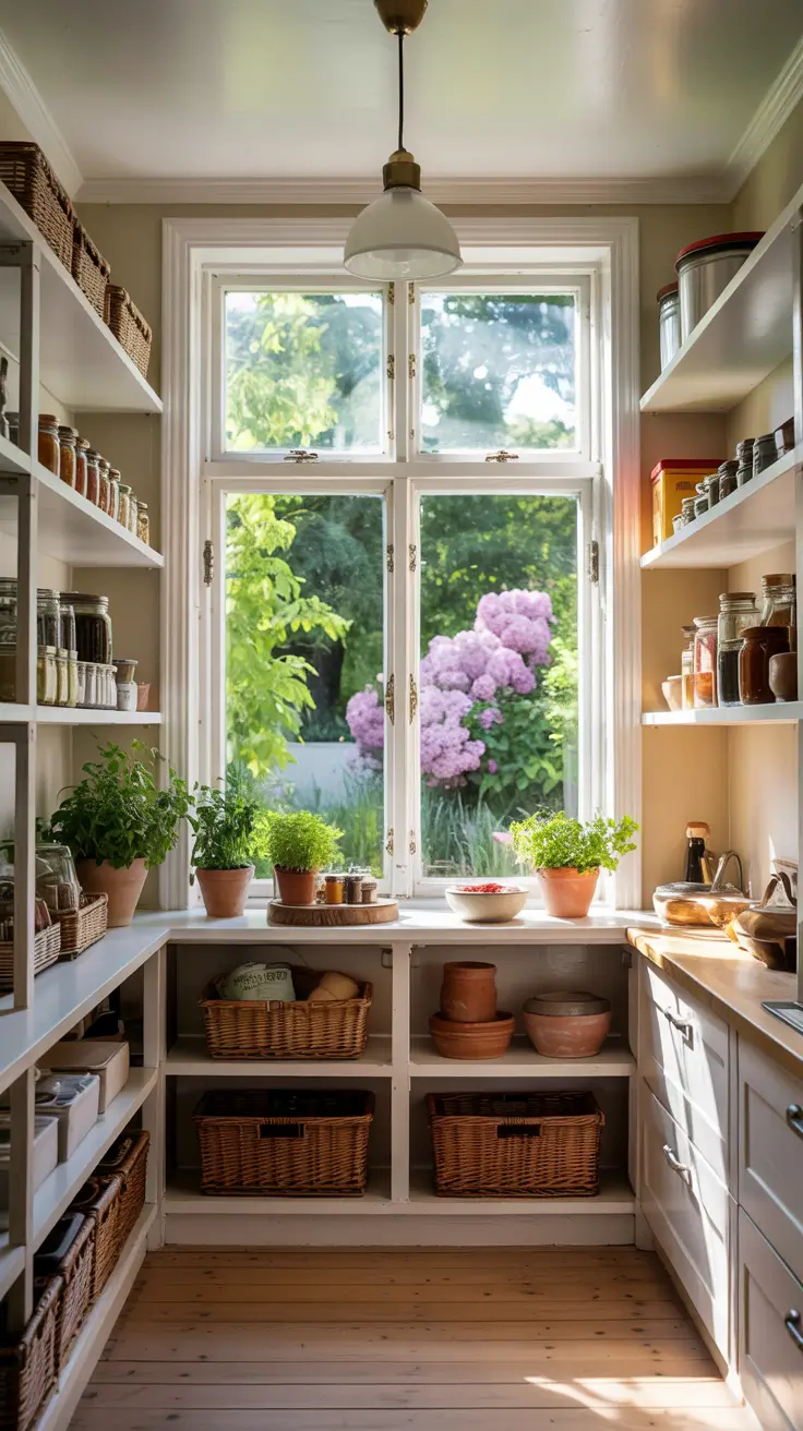 Walk in pantry ideas 2026 Walk-In Pantry With Window Bright And Airy Storage Space