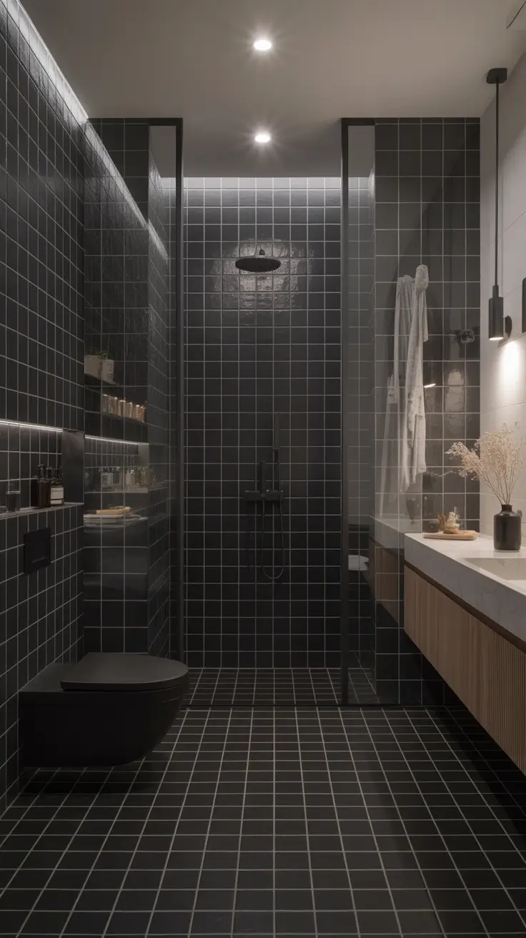 Bathroom floor tile ideas 2026 Black Tile Designs For Bold, Sophisticated Floors