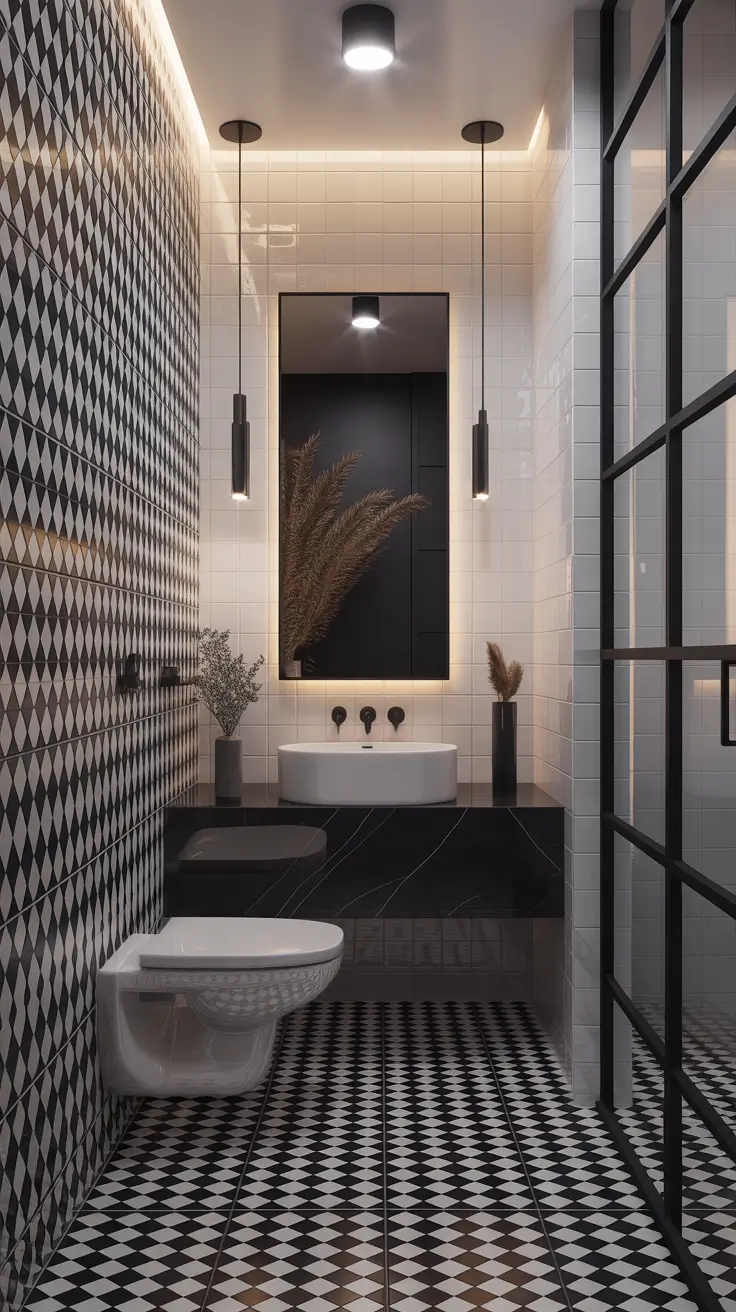 Bathroom Floor Tile Ideas 2026 High Contrast Tile Styles For Graphic Visual Appeal