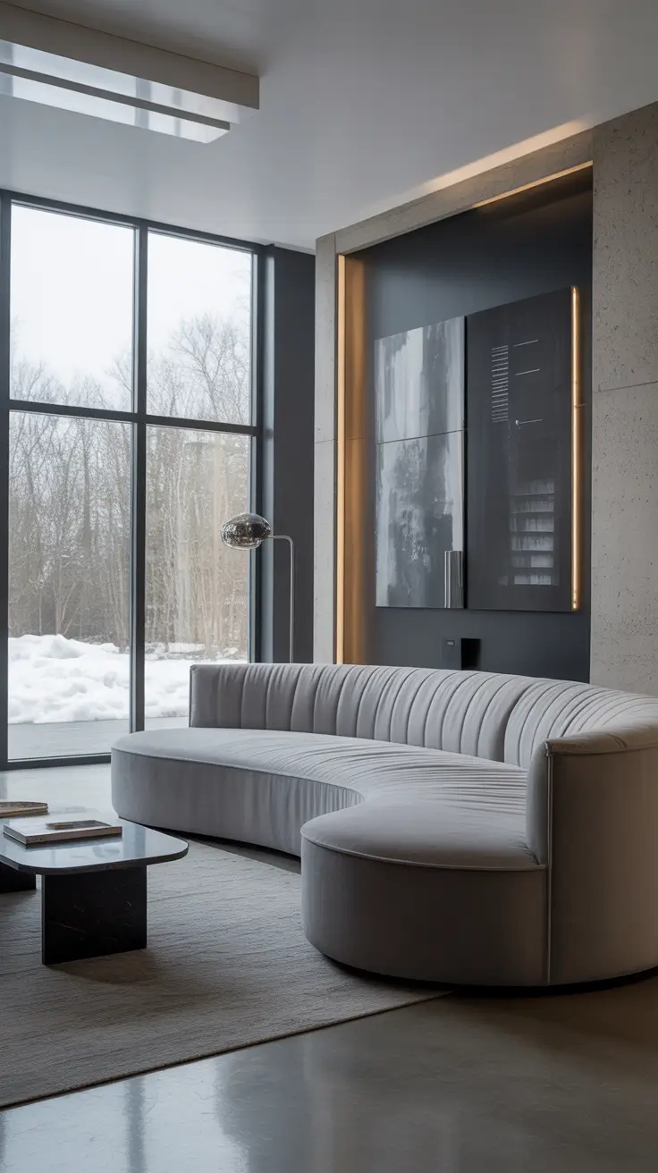 Curved Sofa Ideas for Living Room 2026 – Grey Curved Sofas For Contemporary Living Spaces