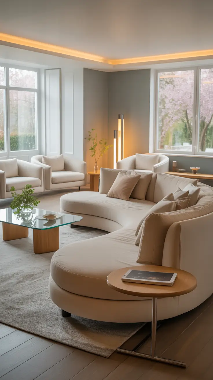 Curved Sofa Ideas for Living Room 2026 – Styling A Curved Sofa In A Modern Living Room Set