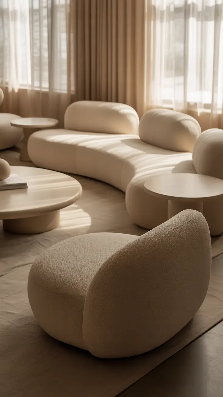 Curved Sofa Ideas for Living Room 2026 – Modern Living Room Design With Soft Curved Shapes