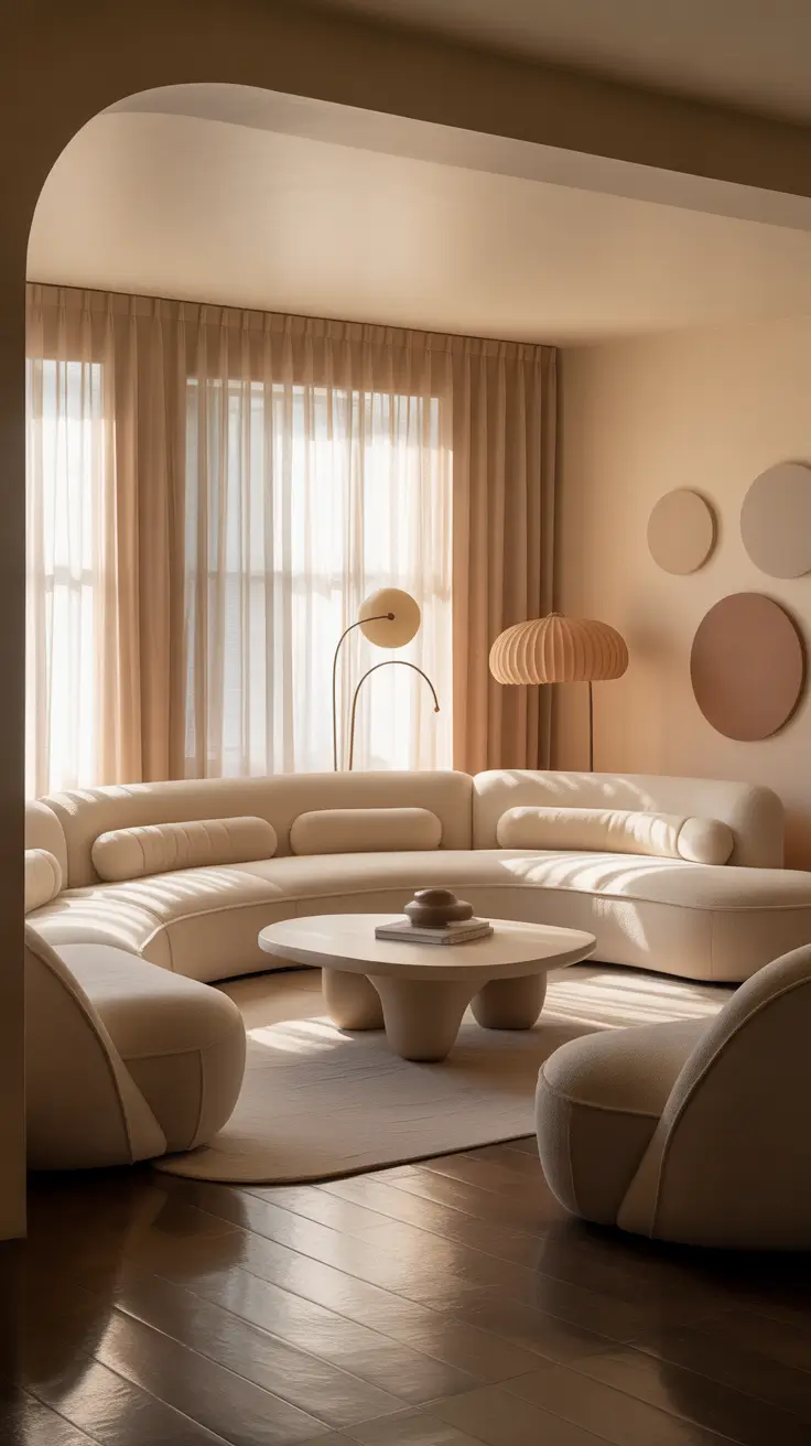 Curved Sofa Ideas for Living Room 2026 – Modern Living Room Design With Soft Curved Shapes