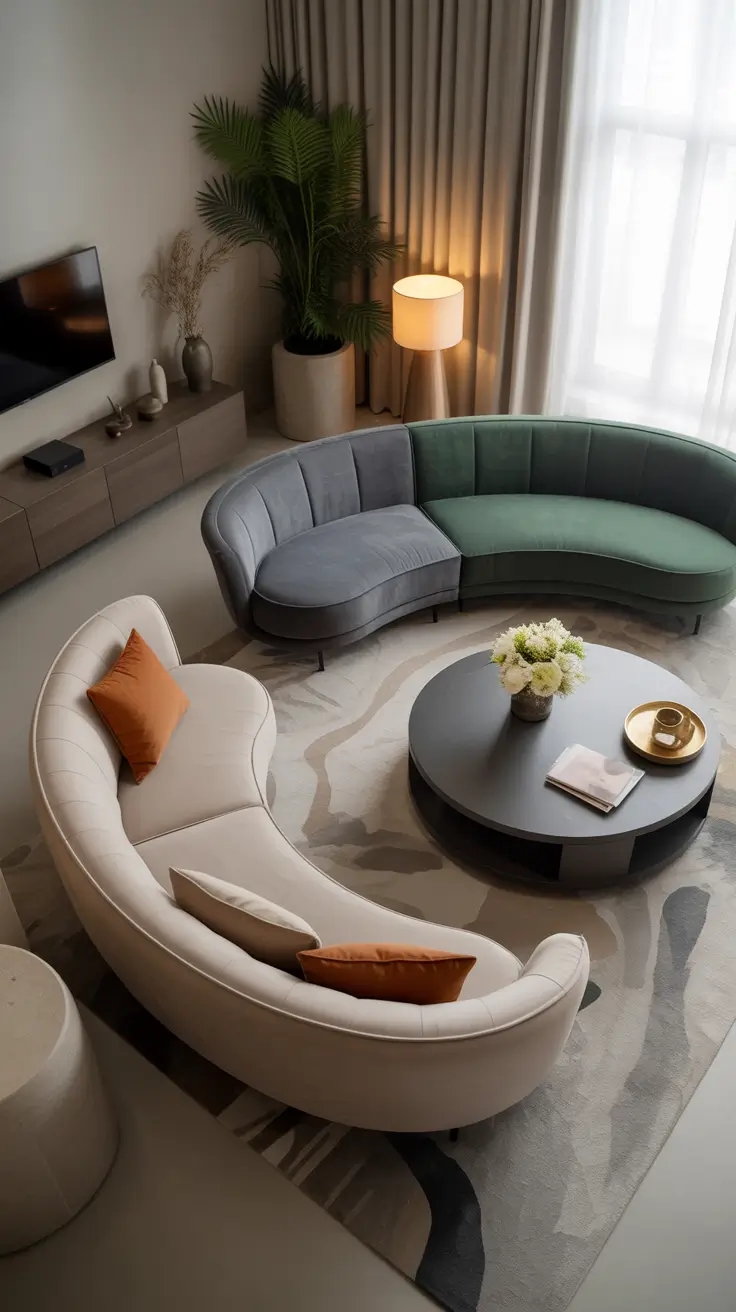 Curved Sofa Ideas for Living Room 2026 – Popular Curved Sofa Colors For Living Rooms