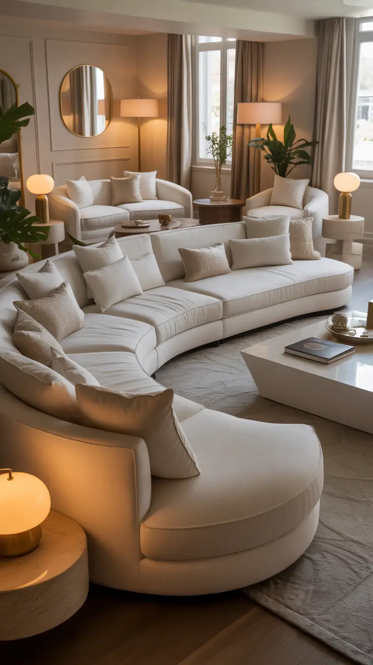 Curved Sofa Ideas for Living Room 2026 – Living Room Interiors Built Around Curved Sofas