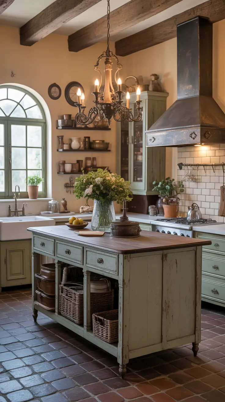 ТЕМА Antique-Inspired Kitchen Islands With Vintage Charm