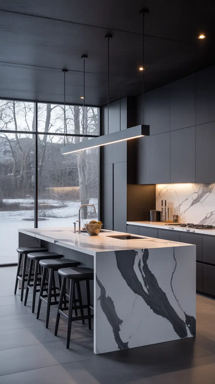 ТЕМА Waterfall Kitchen Island Designs That Make A Statement