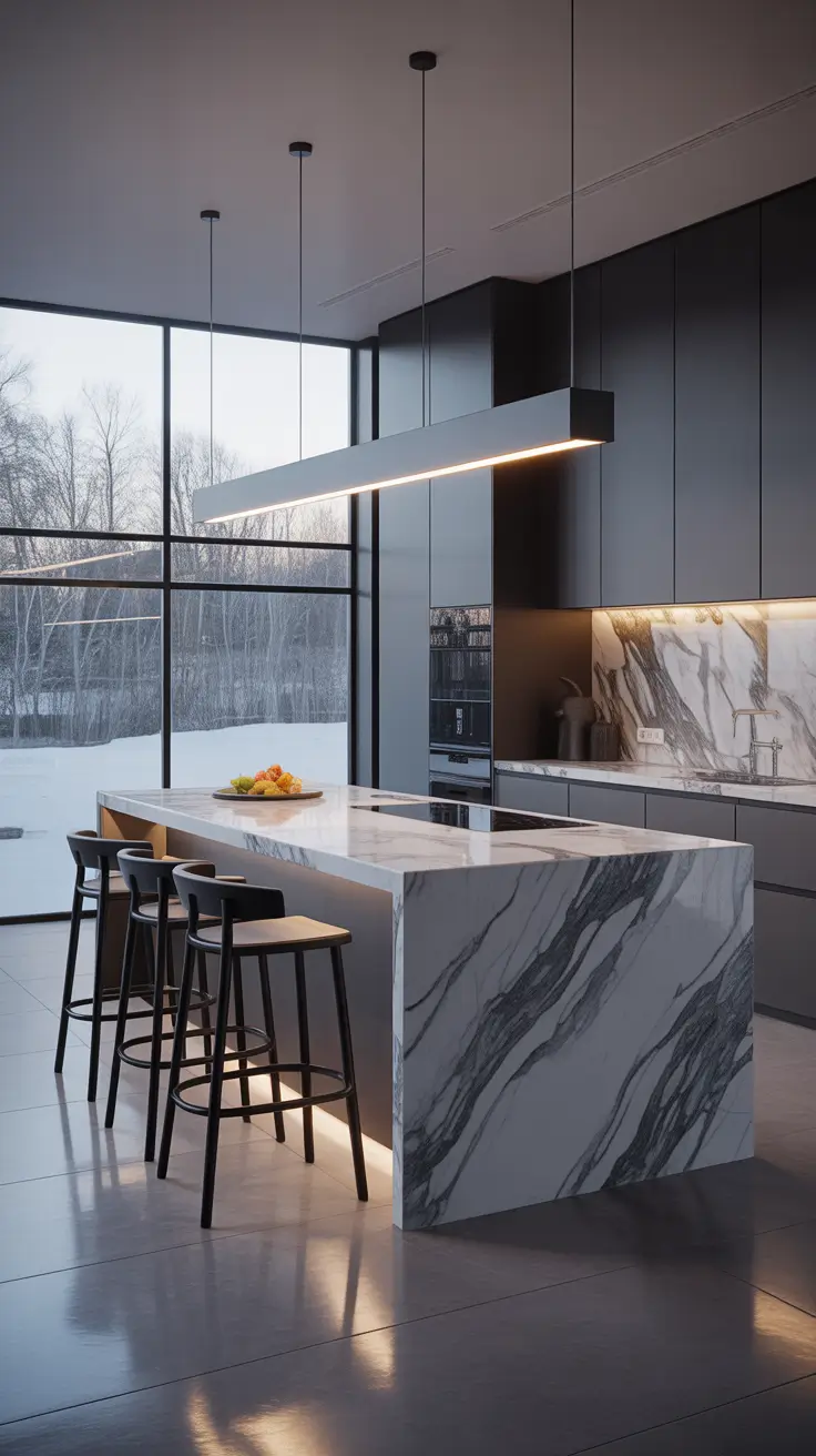 ТЕМА Waterfall Kitchen Island Designs That Make A Statement