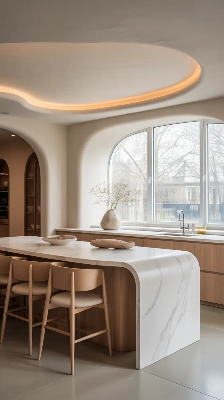Kitchen Island Ideas 2026 Curved Kitchen Island Designs With Soft, Elegant Lines