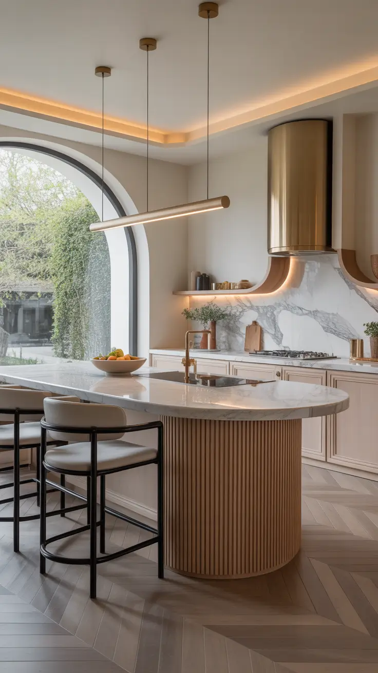 Kitchen Island Ideas 2026 Curved Kitchen Island Designs With Soft, Elegant Lines