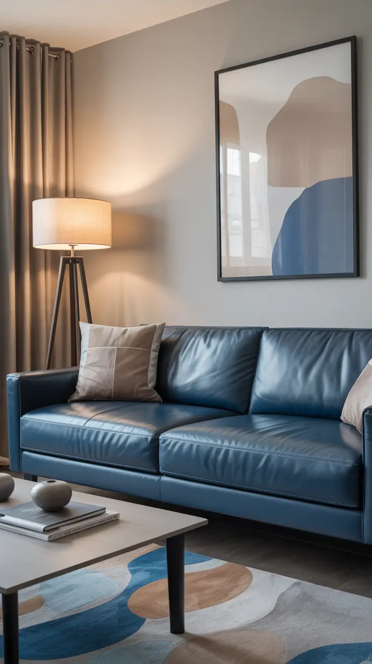 Leather Sofa Ideas 2026 Blue Leather Sofa Living Room Style